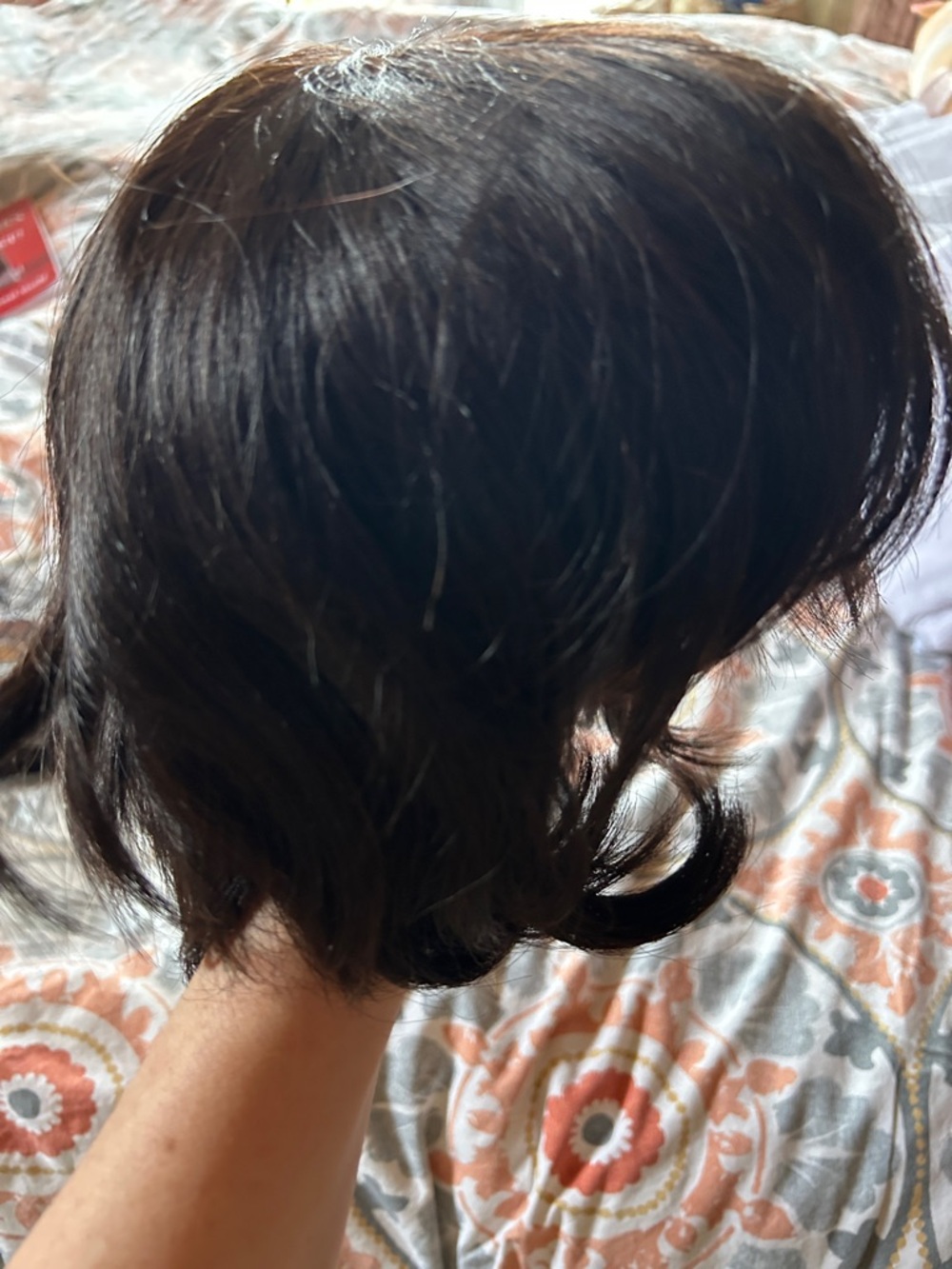Bob cut Short Layered Women's Wig in Deep Brown - human hair